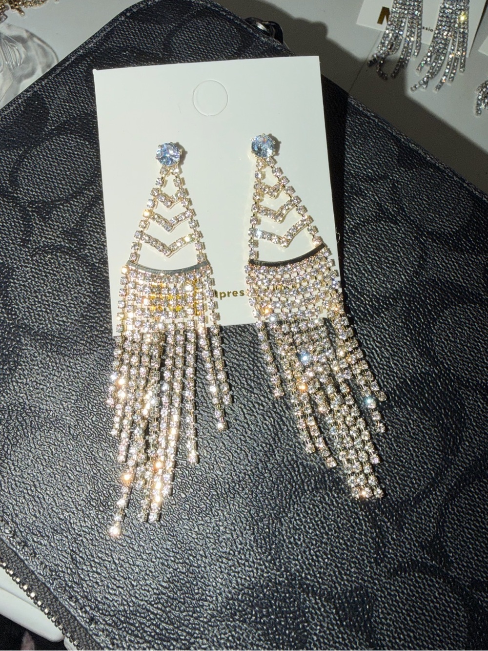 Rhinestone Fringe Drop Earrings